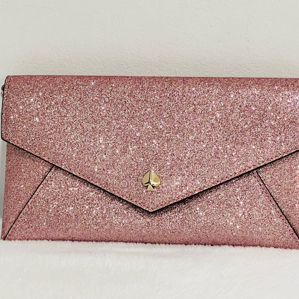 Kate Spade Glimmer Glitter clutch with card holder and chain - Picture 2 of 10